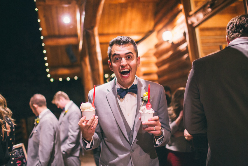 065 Evergreen Lake House Wedding Photographer guest excited for little man ice cream