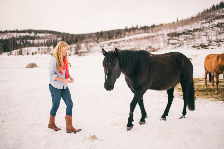 Kori Dan Engagement Steamboat Springs Vista Verde Ranch Horses Barn Snow Winter-004