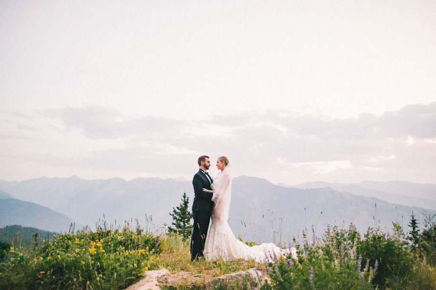 001 Aspen CO Mountain Top Wedding Epic Landscape Summit Bride Groom Portrait Tiffany Tom