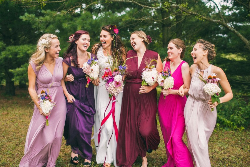 022 Mukwonago Milwaukee WI Bridemaids Berry Color Dresses Laughing Organic Fun Danny Andrea