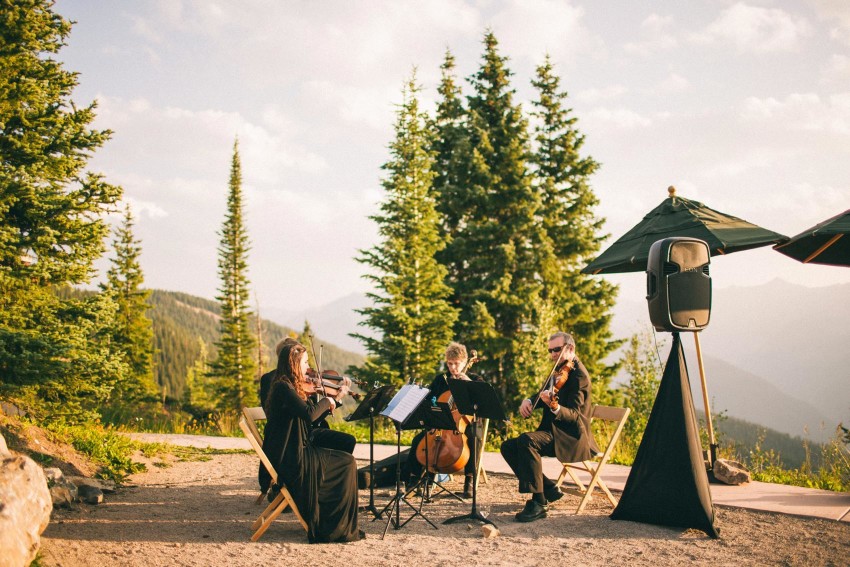 023 Aspen CO Mountain Top Luxury Wedding Ceremony Site Little Nell Classical Quartet