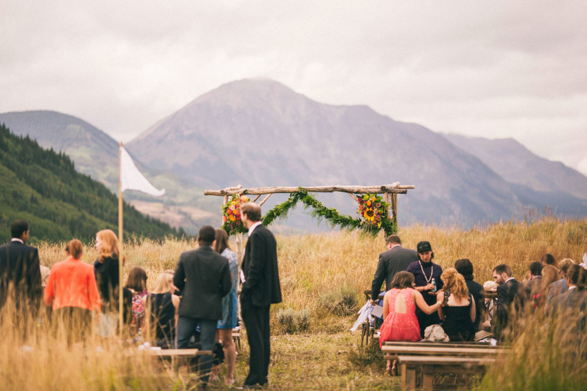 026 Crested Butte CO Private Ranch Wedding Local Foodie Stormy Rain Unique Initimate Burning of Sage Ceremony Barn Live Band Marquee Lights Stars Night Sky