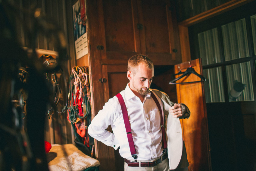 027 Mukwonago Milwaukee WI Laid-back Groom Getting Ready In Barn Country Danny Andrea