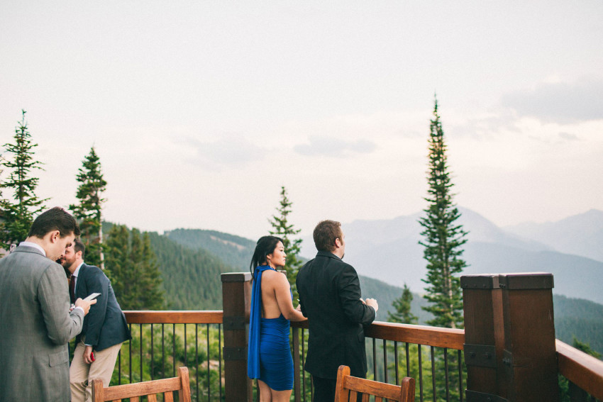 035 Aspen CO Mountain Top Luxury Wedding Guest Enjoying Aspen Landscape