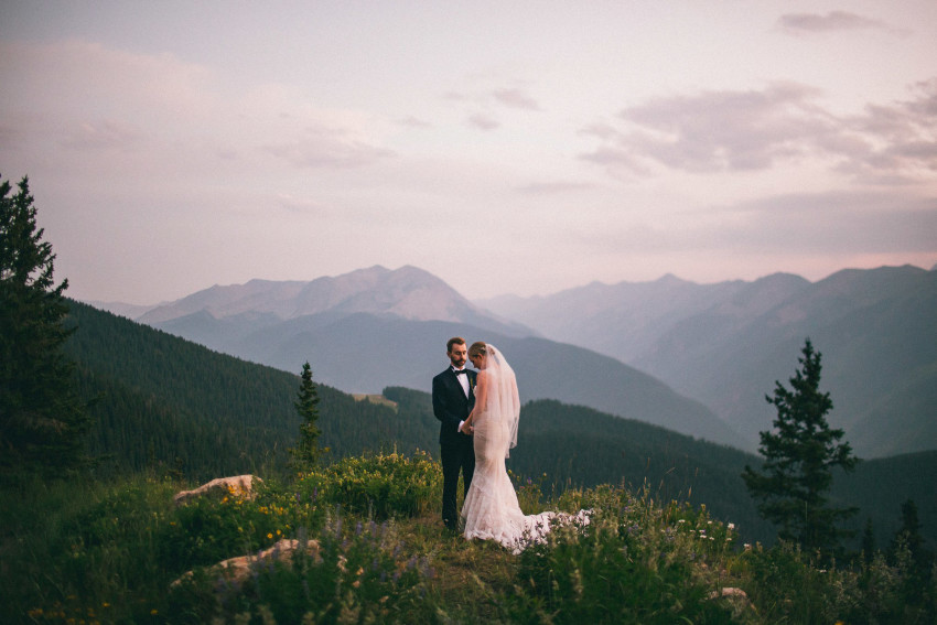 048 Aspen CO Mountain Top Luxury Wedding Inbal Dror Dress Intimate Couples Bride Groom Portrait Tiffany Tom