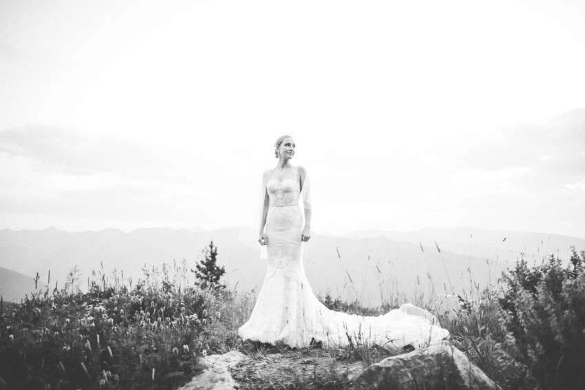 052 Aspen CO Mountain Top Luxury Wedding Inbal Dror Dress Bridal Portrait Tiffany Tom