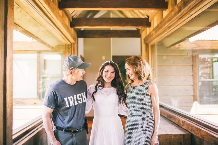Bride with Mom and Dad Getting Ready Wedding Crested Butte