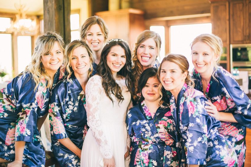 Bride with bridesmaids getting ready crested butte