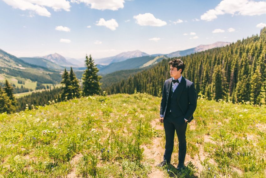 groom patiently waits for bride first look crested butte wedding dominic
