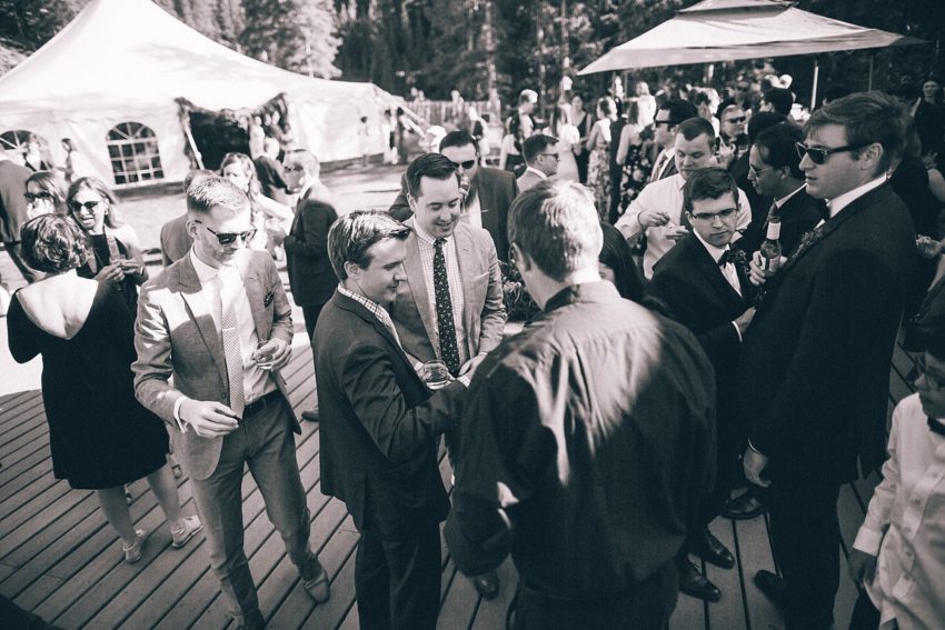 guest mingling at uleys cabin crested butte wedding