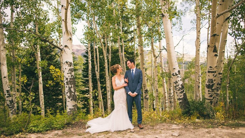 crested butte first look wedding aspen trees