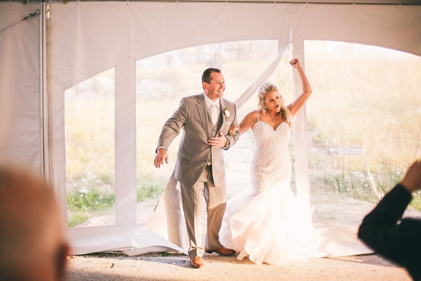 Bride groom grand entrance Ten Peaks