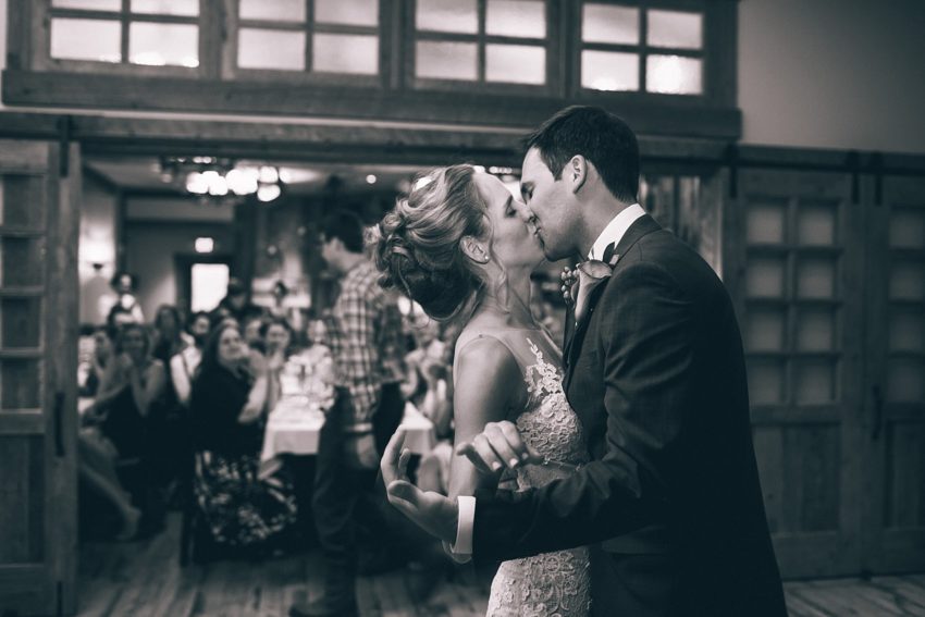 bride and groom's first dance uleys cabin