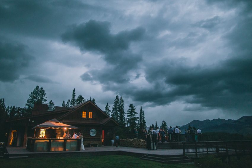 stormy weather wedding reception night crested butte uleys cabin