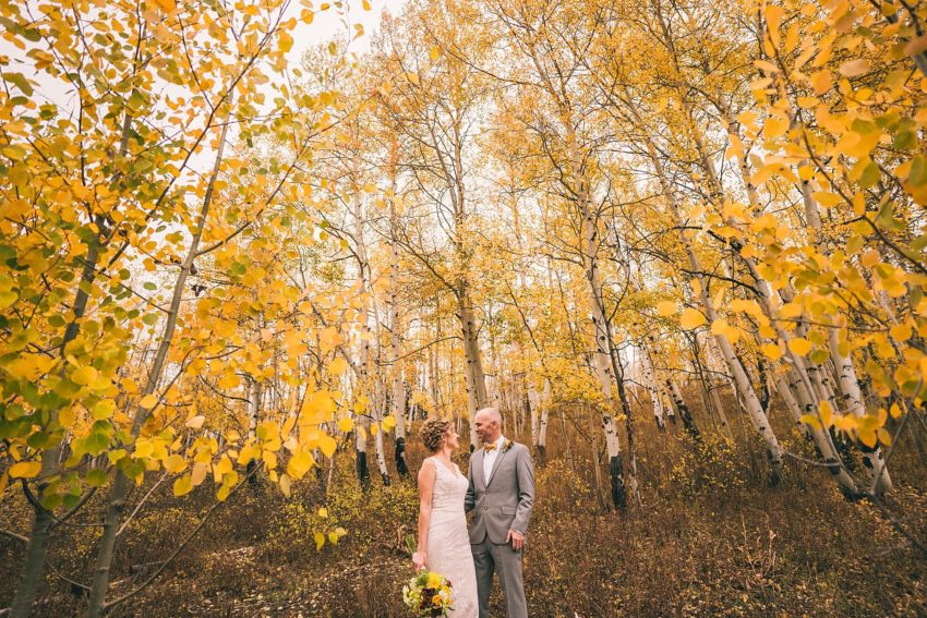 Bridal couples portraits Kebler pass fall colors