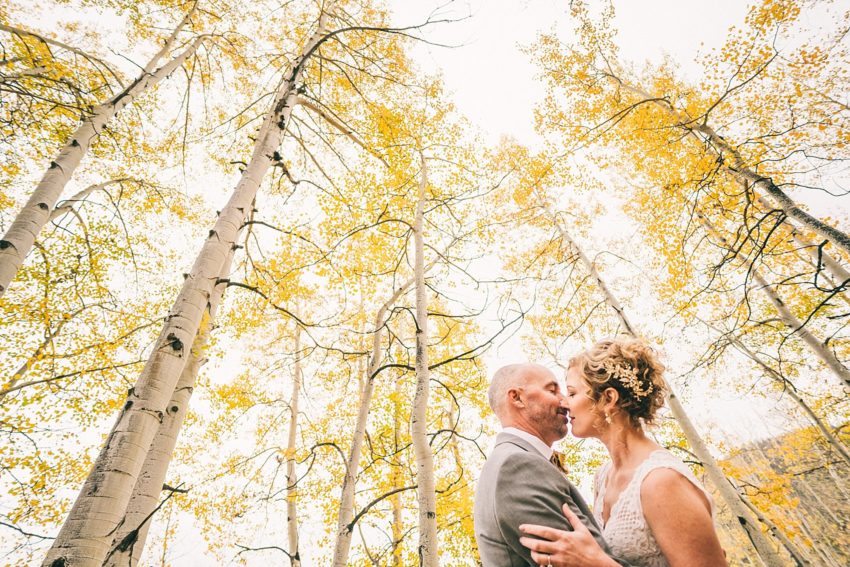 Bridal couples portraits Kebler pass fall colors