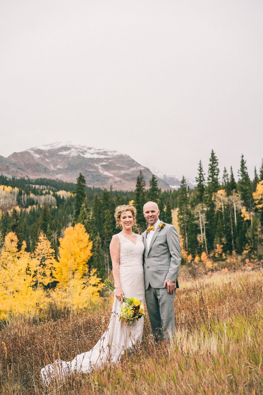 Bridal couples portraits Kebler pass fall colors