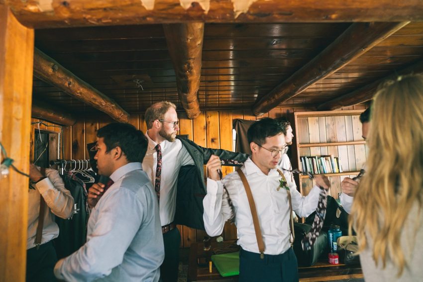 Groomsmen getting ready for a wedding Riverbend Lyons Colorado