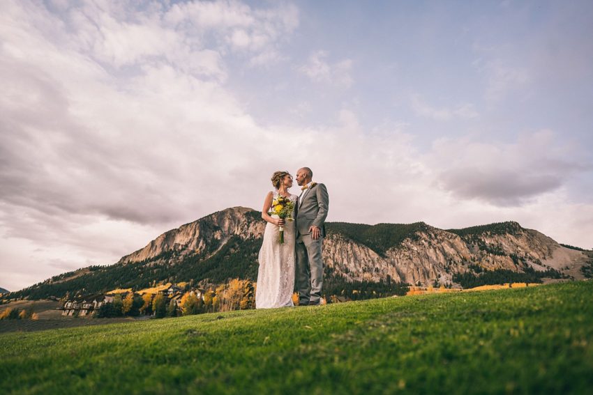 Bride and groom at the club of crested butte wedding