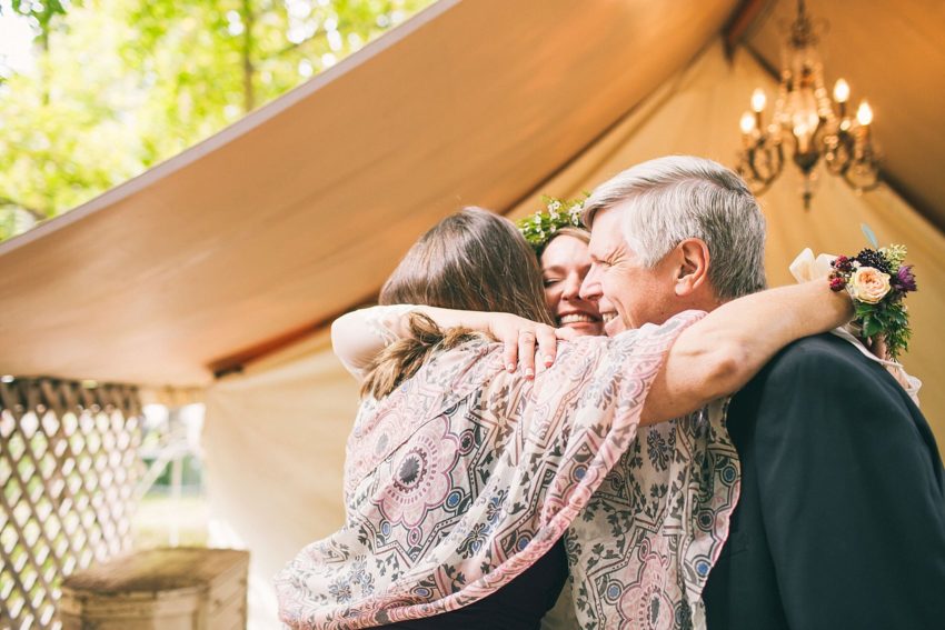 Parents first look at bride In her wedding gown Emotional moment