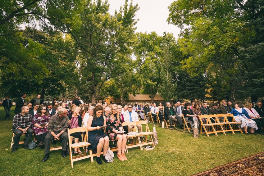 Wedding guests waiting for Brian Groom