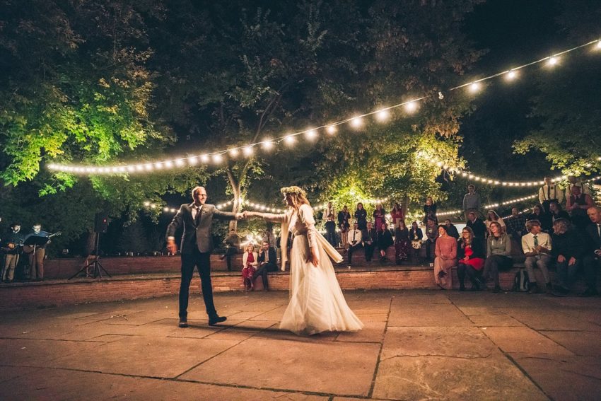 Right angle for stand under bistro like at lyons Colorado River Bend wedding venue