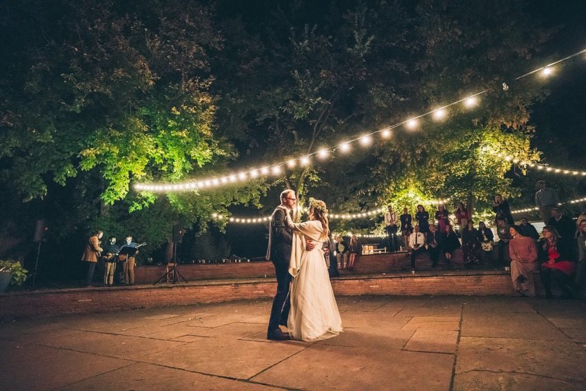 Right angle for stand under bistro like at lyons Colorado River Bend wedding venue